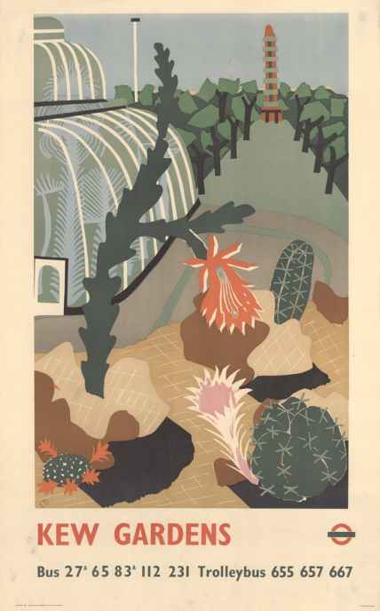 Edward Bawden, Kew Gardens London Transport poster, 1939, © TfL from the London Transport Museum collection Estate of Edward Bawden 